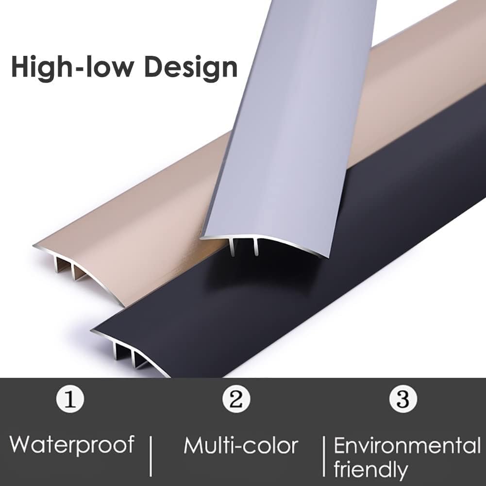 Floor Transition Strip Carpet to Tile, Modern Aluminum Floor Edging Trim, 4.2cm Wide, Easy to Install, 90cm(Style1)
