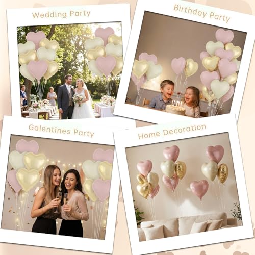 Image of 12 Pcs Colorful Heart Balloons,18 Inch Heart Foil Balloons Love Balloon Valentine Balloon for Birthday Party Wedding Engagement Party Baby Shower Valentine Day Decorations