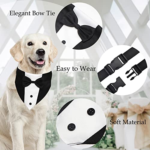 image for GOYOSWA Dog Tuxedo Suit Wedding Bandana Collar with Bow Tie, Adjustabl