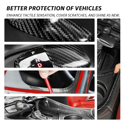 CTMAOYI 5Pcs Carbon Fiber Shifter Panel & Knob Cover Trim Set for 2015-2025 Dodge Challenger Charger, ABS Interior Center Console Accessories by CTMAOYI - Used condition - Image 6