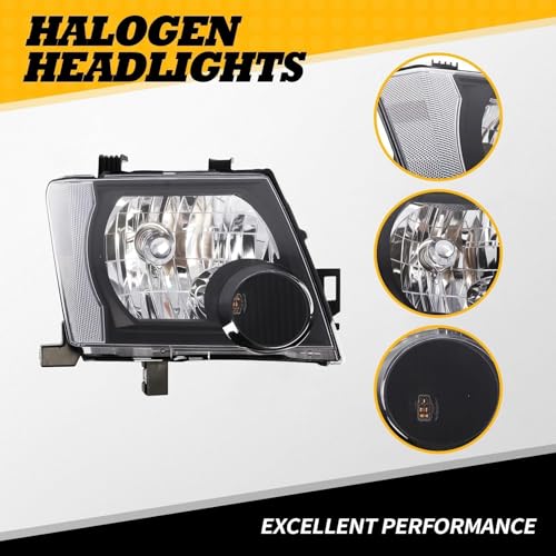 2005-2015 Nissan Xterra Black Housing Headlight Assembly Set - Image 3