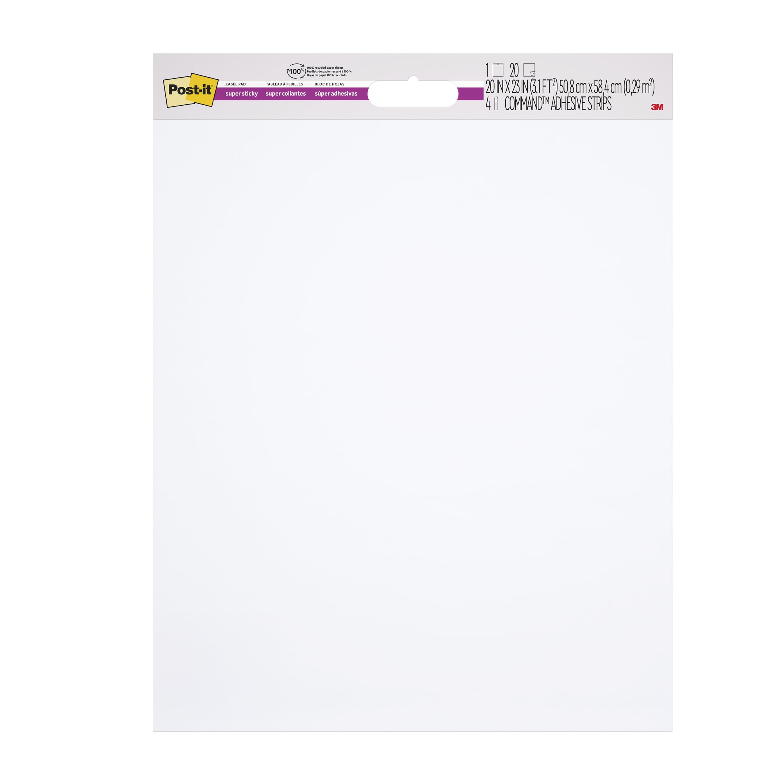 Post-it Super Sticky Meeting Charts, 2 Blöcke + 8 Command Strips