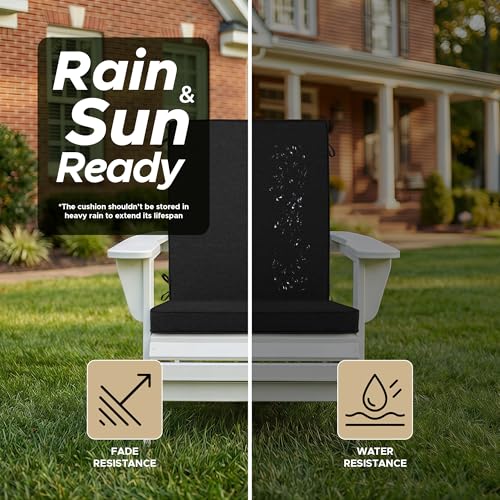 Image of Outdoor Chair Cushions 20x20, Water-Resistant & Fade-Resistant, Patio Furniture Lawn Dining Chair Seat Replacement with High Back, Ties Zipper, Removable Cover, Set of 6, Black