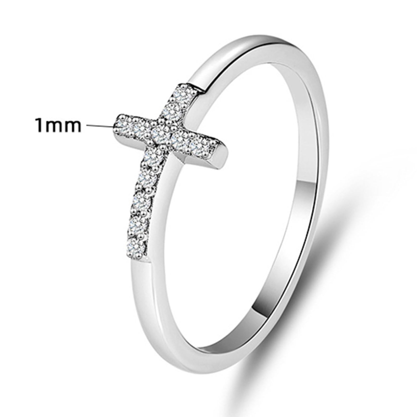 Alianzas de oro blanco con diamantes, anillos de boda de oro auténtico, Cruz, anillo de solicitud para mujer
