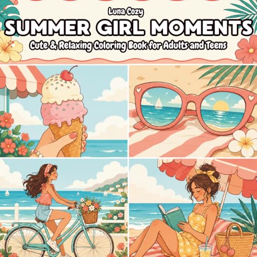Summer Girl Moments Coloring Book: Cozy Beach Days, Sunset Vibes & Relaxing Aesthetic Scenes for Teens and Adults | 50 Bold & Easy Designs image 2