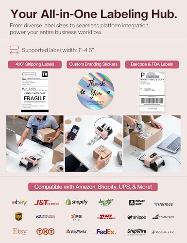Image of Phomemo 4x6 Shipping Label Printer with Touch Screen, Bluetooth Thermal Printer for Small Business, Auto Label Detection, 150mm /s High Speed, Compatible with Amazon, USPS, UPS, iOS Android Windows Mac
