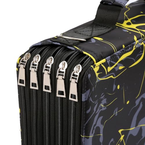 Image of 500 Individual-Slot Colored Pencil Organizer with Zippe - Art Storage Bag for Painters and Artists (Small Slots,Yellow Ink)