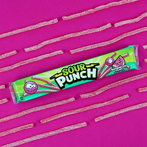 Sour Punch Watermelon Sour Straws, 2Oz Tray, (24 Pack) #TOP7