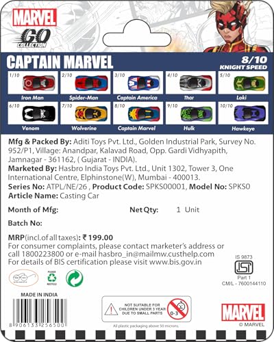 Image of Marvel Go Collection | Knight Speed | Captain 1:64 Diecast Toy Car | Ages 3 and Up | Collect Them All, Blue