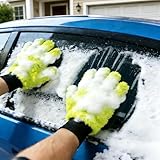 XINDELL 2 Pack Car Wash Glove - Ultra-Soft Plush Fluffy Bear Paw Foam Wash, Scratch-Free Five-Finger Brush, Thickened Car Cleaning Mitt