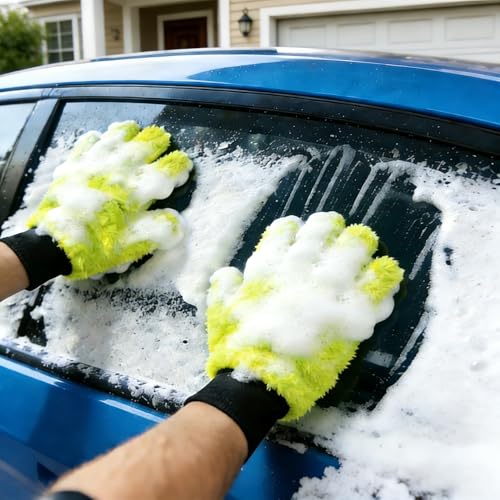 XINDELL 2 Pack Car Wash Glove - Ultra-Soft Plush Fluffy Bear Paw Foam Wash