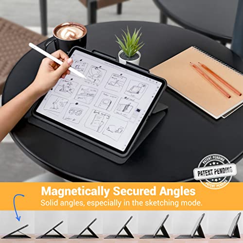 Tineeowl Magma Ipad Pro 12.9 Inch Case For 2021, 2020, 2018 (5Th, 4Th & 3Rd Generation) Wireless Apple Pencil Charging Magnetic Slim Folio Cover & Pencil Holder (Black) #TOP1