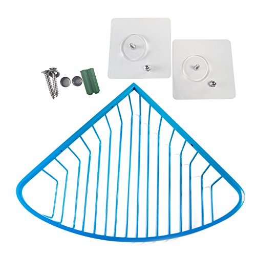 EINFAGOOD Esquina Cesta la Ducha - Cesta Ducha Esquina sin Perforar, Organizador de Ducha con Almohadilla Aadhesiva Mágica, Acero Inoxidable (Azul) Cover