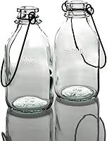 Richland Vintage Bottle Hanging Glass Vase Set of 12 - Premium Clear Glass with Wire Hangers for Weddings & Events