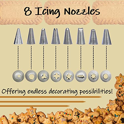 Cookie Press And Icing Set, Aluminium Alloy Cookie Decorating Tools, Excellent Baking Supplies, Including 13 Cookie Pattern Discs And 8 Icing Nozzles #TOP3