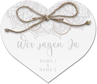 Acrylglas Ringkissen personalisiert zur Hochzeit Standesamt mit Lasergravur mit individuellen Namen und Datum klein und modern - Mandala
