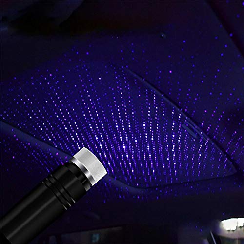 Vusddy USB Sternenhimmel für Auto, Autodach LED Starlight Projektor, Mini Auto Sternenlicht Innenbeleuchtung Atmosphäre Lampe Kabellos für Auto Decke, Schlafzimmer, Party Deko (Blau)