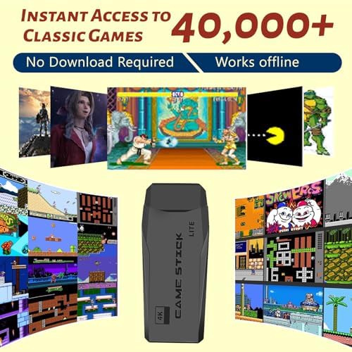 HRYYDS 2026 Retro Gaming Console Pro 4K HDMI with 40,000+ Built-in Classic Video Games - Plug & Play Game Stick for TV with 2 Wireless Controllers | 23 Emulator Support 54GB - 2
