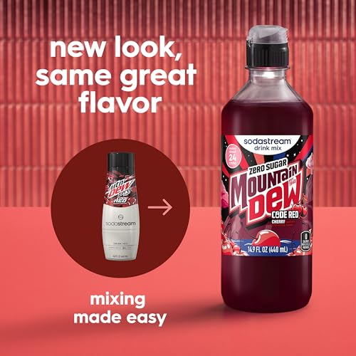Image of Sodastream MTN Dew Code Red Zero New Pour Bottle Drink Mix 14.9 Fl Oz (Pack of 4)