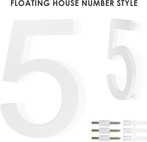 Miniatura 190 de DEWEL Números flotantes de casa grandes de 8 pulgadas para exteriores, decoración de números de dirección de casa modernos negros para señalización