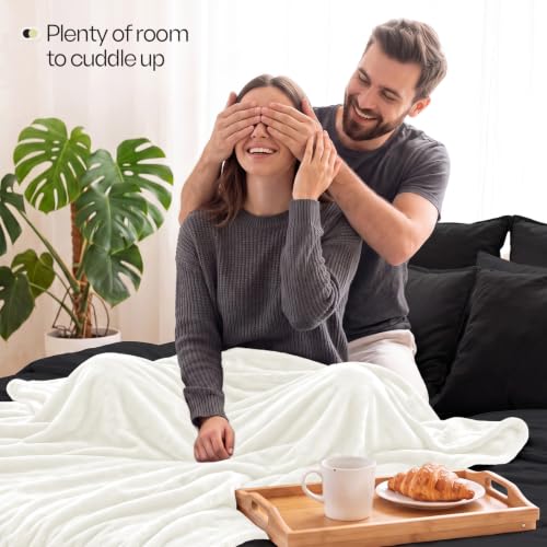 Image of Utopia Bedding Ivory Fleece Blanket Throw Size Lightweight Fuzzy Soft Anti-Static Microfiber Bed Blanket (60x50 Inch)