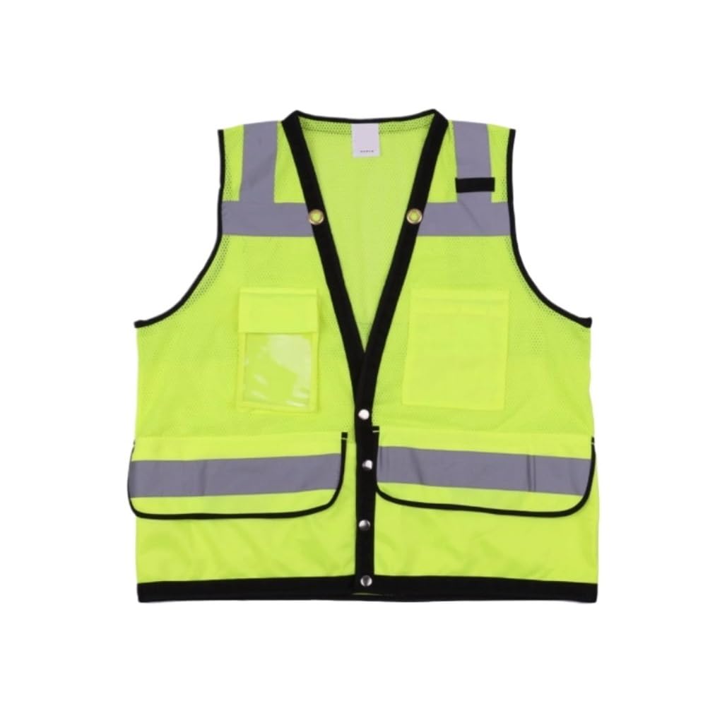 Chalecos Reflectantes de Alta Visibilidad, Chaleco Reflectante Multicolor Múltiples tamaños Bolsillos con Cremallera Hebilla(Yellow,XL)