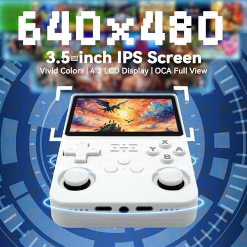 Image of R36S Retro Handheld Game Console With 64G 3.5 Inch IPS Screen Built-In 20000+ Classic Games Open Source Linux System Portable Pocket Video Player With 3200Mah Battery (Pure White)