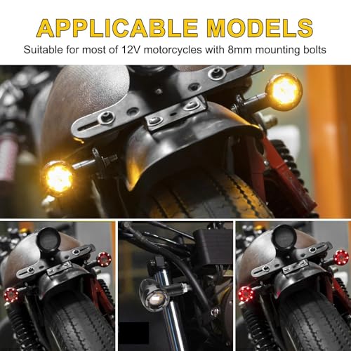 Luz freno trasera y señal de giro para motocicleta con bombillas ámbar y roja en pack de 2 o 4 piezas 7