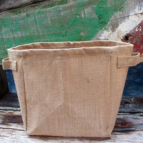PoshNPretty Natural Burlap Storage Utility Laminated Basket 9" x 9" x 7" (6 Bags)