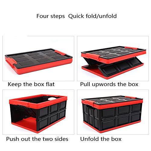 Kingcav Plastic Collapsible Car Trunk Storage Box Multifunctional Trunk Foldable Box Secure Bulckle Lid Waterproof Bag For Fresh Meat,Big Capacity Storage Container 55 Liters #TOP6