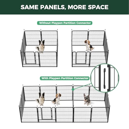 Image of FXW Rollick Unleashed Dog Playpen for Indoor, Yard, RV Camping, 32 inch 16 Panels Dog Pen with Connectors (Pack of 2) for Small and Medium Dogs, Black│Patented