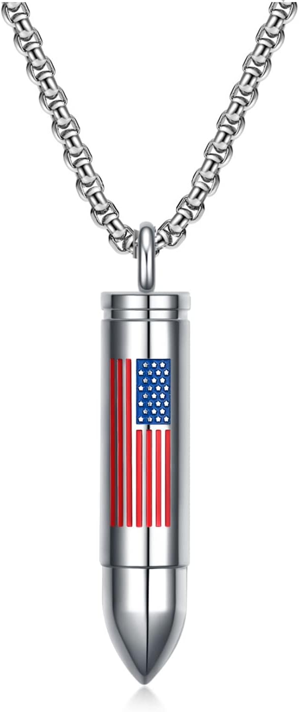 Rnivida Stainless Steel Urn Ashes Pendant Necklace with Cross Bible Verse, Urn Necklace for Men