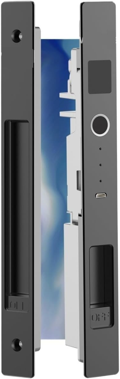 Sliding Door Smart Lock Fingerprint Lock Tuya Bluetooth Security Protection Wooden Door for Garden Patio Balcony(Silver,Slider)