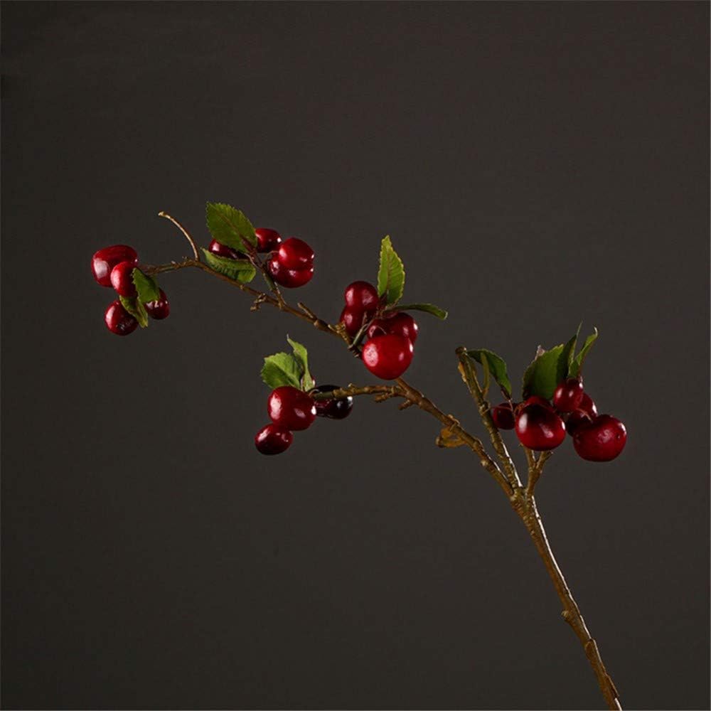 ZJJZH Artificial Decorative Flowers Berry Simulation Flower red Fruit Rich Fruit Cherry Fruit Decoration Single Plastic Flower Fake Flower Decoration Living Room Floor Decoration Artificial Flowers.
