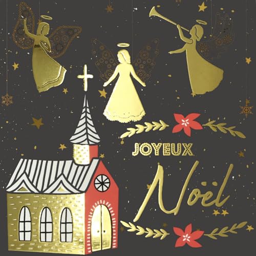 Merry Christmas Best Wishes Square Card in Shiny Gold with White Envelope 15 x 15 cm - Image 2