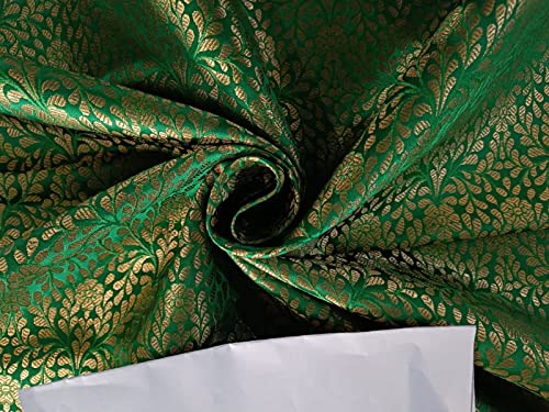 Tissu brocart de soie Vert 112 cm de large BRO857