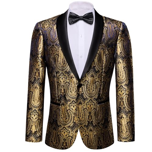 Image of Barry.Wang Mens Floral Blazer Suit Jacket Notched Lapel Casual Sport Coat | Flowers Jacquard One Button Tuxedo for Prom Wedding Party Disco Dinner Banquet Cocktail Homecoming Travel,Regular Fit