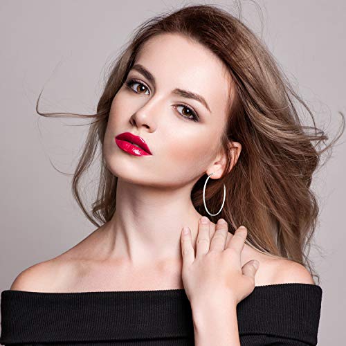 36 Pairs Silver Rose Gold Hoop Earrings for Women Stainless Steel Big Medium Small Loop Earrings Set Pack Classic Circle Round Eardrops Set4