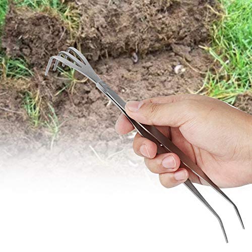 Annadue Wurzelrechen Bonsai Pinzette Bodenbearbeitungswerkzeug, 9,84 Zoll Zinken Bonsai Werkzeuge, für Gartenzubehör