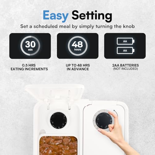 All for Paws Automatic Cat Feeder 2 Meal Dog Feeder, Dry and Wet Food Dispenser with 48-Hour Timer, Ice Pack Included, Dishwasher Safe Pet Feeder for Dogs - Thumbnail 3