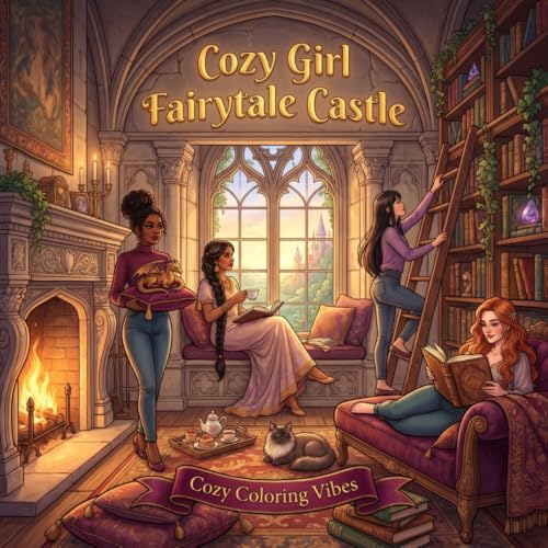 Cozy Girl Fairytale Castle: Fun Bold Line Craft Adult Coloring Book | Relaxing Home Routine & Enchanted Daily Life, Magical Hygge Self-Care Moments & ... Gift for Women & Teens (Cozy Girl Collection) image 2