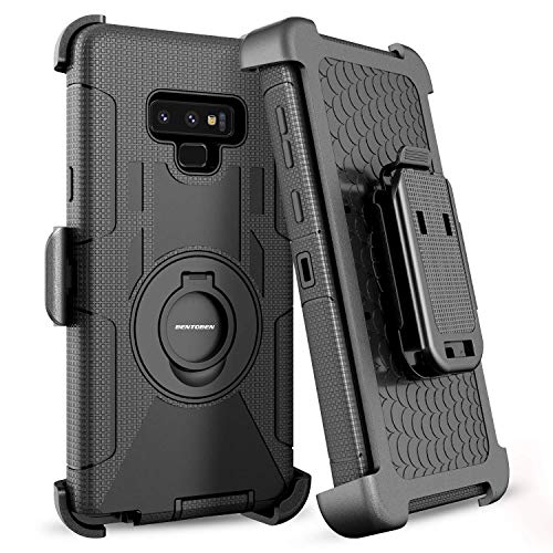 BENTOBEN Galaxy Note 9 Case, Shockproof Heavy Duty Rugged Hybrid Hard PC Cover Soft Silicone Bumper Full Body Protective Phone Case with Kickstand Belt Clip Holster for Samsung Galaxy Note 9,Black