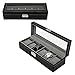 Produktbild paaiter Uhrenbox 6 Herren Schwarz Leder Display Glas Top Schmuck Fall Organizer
