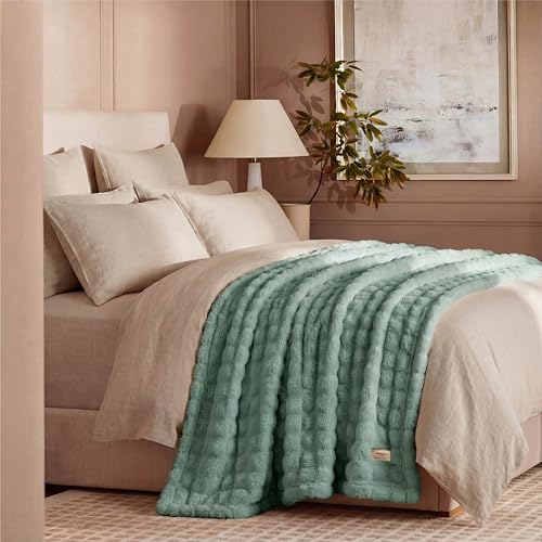 BEDSURE Kuscheldecke Flauschig Bubble Decke - Grün, 220x240 cm – Ansicht 4