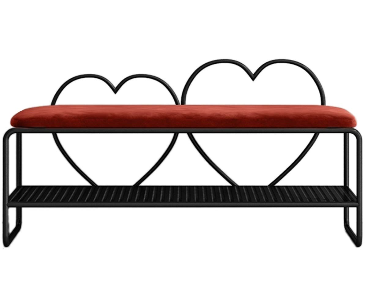 Banc à chaussures design rouge avec coussin de siège confortable