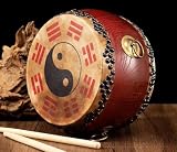 Tambour chinois en cuir de vache jaune 30,5 cm instruments à percussion chinois...