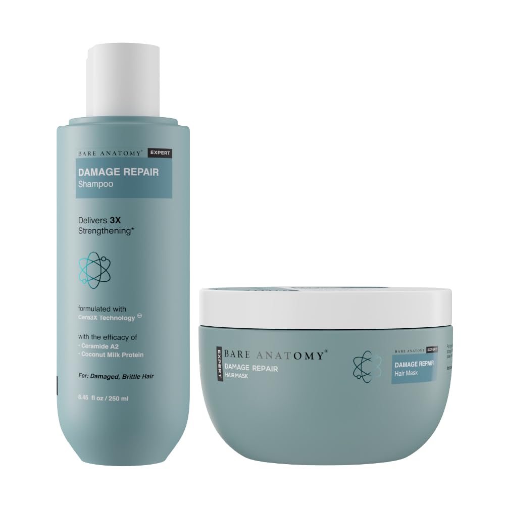 Bare Anatomy Damage Repair Shampoo + Hair Mask Kit, Repairs Damaged, Weak and Dry Hair, Prevents Hair Fall, Contains Coconut Milk Protein, Sulphate and Paraben Free, For Women and Men, 250 ml + 250g-image-11