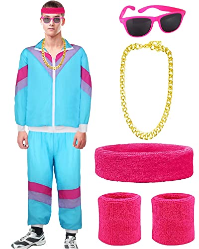 ATOWORLD 1980s 80s Fancy Dress Men Women Shell Suit 80s 90s Fancy Dress ...