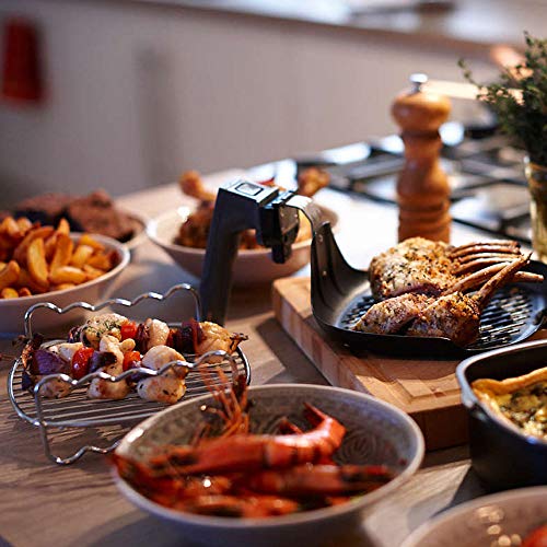 ANQIA Luftfritteuse, doppellagig, rund, 5 Spieße, 22,9 cm, 5,3 QT oder höher, Edelstahl, 5,02 Liter, Weiß/Opulenter Garten – Bild 7