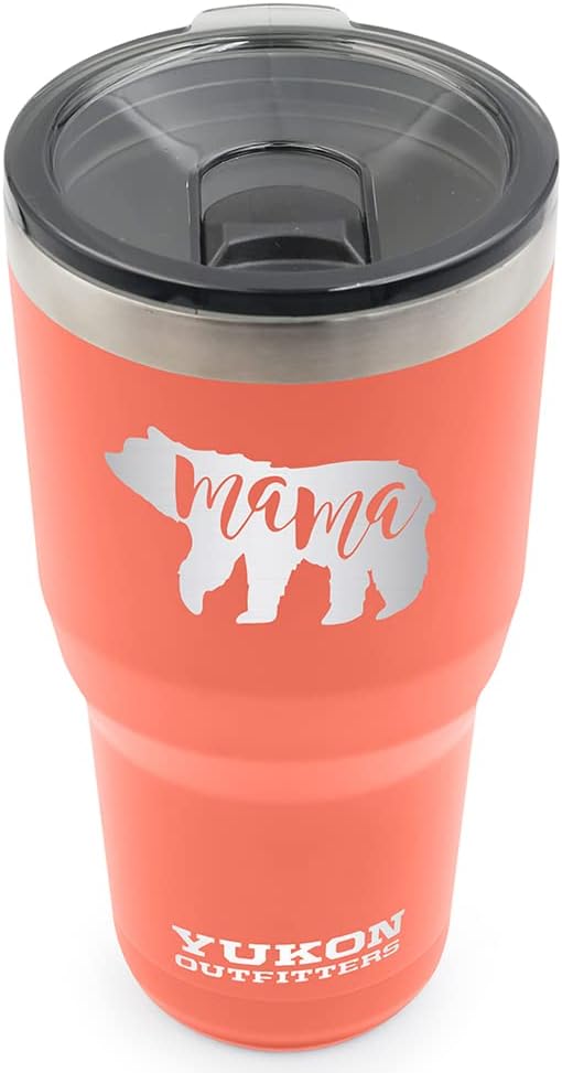 Yukon Outfitters Freedom High Grade 18/8 Corrosion-Resistant Stainless Steel Double Wall Vacuum Tumbler (20 oz/ 590ml) - 7.3" H x 3.4" Top dia. / 2.7" Bottom dia., Gold with Dont Tread On Me Print